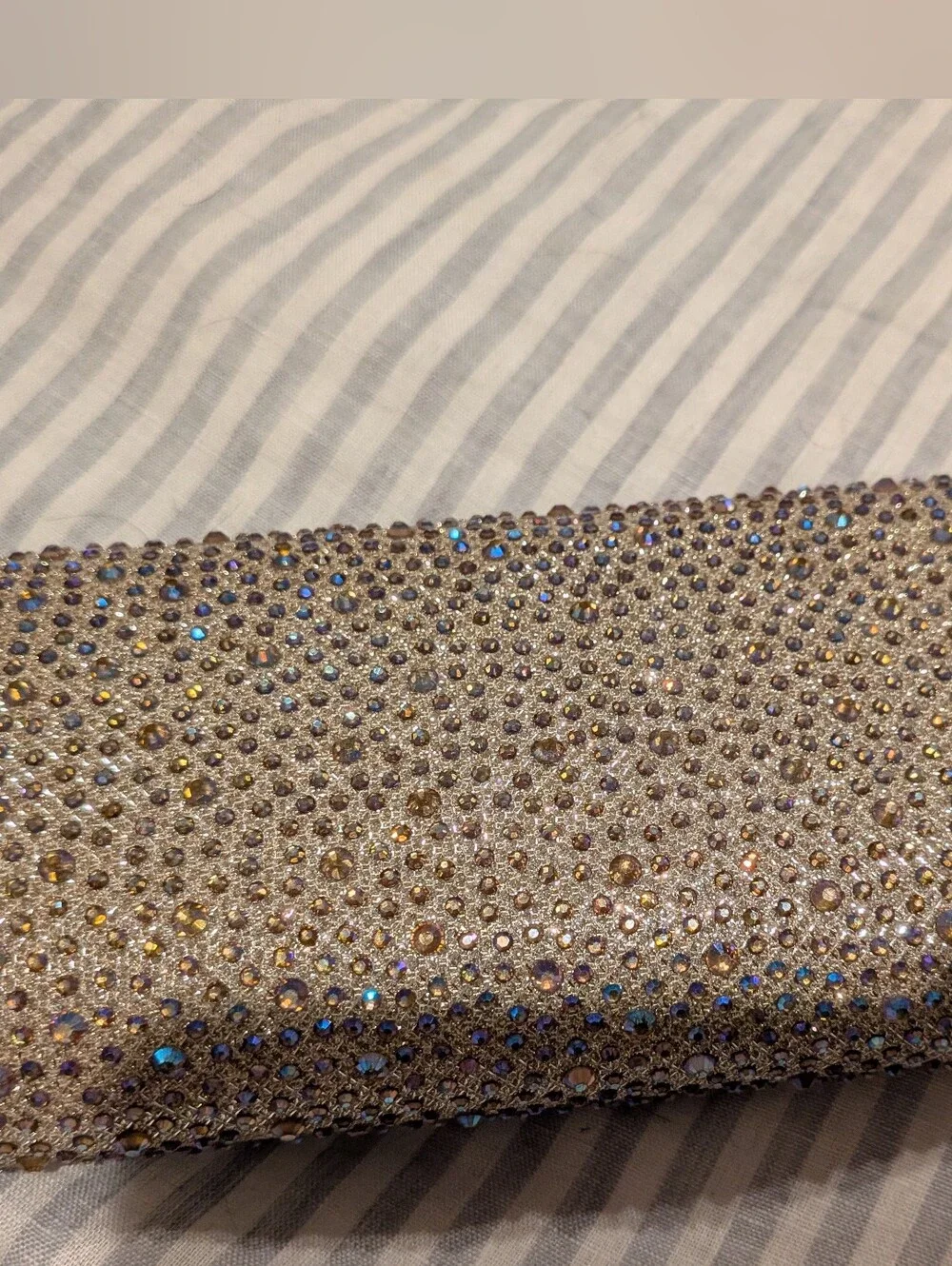 Crystal Embellished Champagne Evening Clutch
